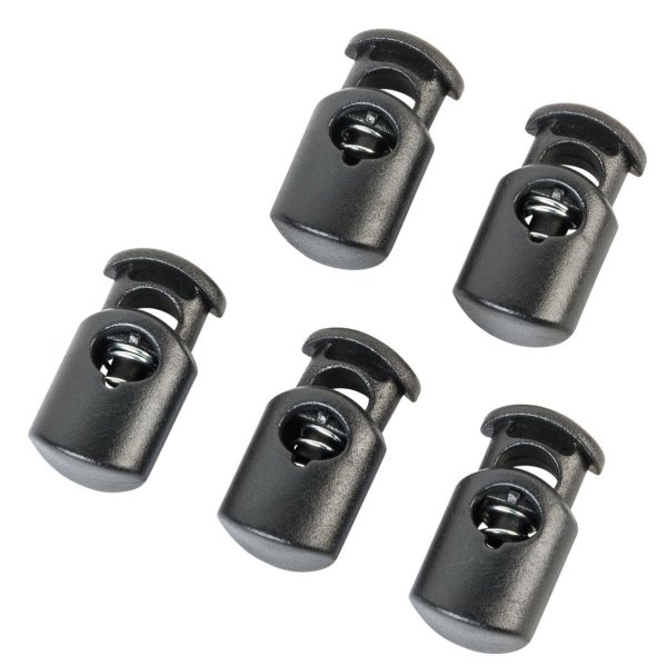 5 / 10 x Kordelstopper up to 9 mm cord diameter with a single punch, black cord clamp, 7054