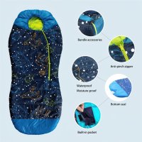 AceCamp Youth Glow-in-the-Dark Mummy Sleeping Bag, Blue