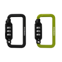 munkees Combination Lock Carabiner, SQUARE, Black/Green...