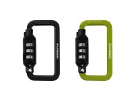 munkees Combination Lock Carabiner, SQUARE, Black/Green...