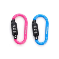 munkees Combination Lock Carabiner, D-shape, Magenta/Blue...