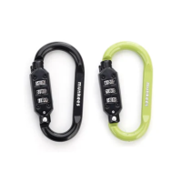 munkees Combination Lock Carabiner, D-shape, Black/Green...