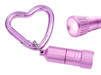 Mini LED with Heart Carabiner - pink &ndash; with printed...