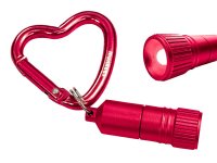 Mini LED with Heart Carabiner - red &ndash; with printed price &euro; 7,99