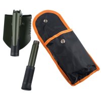 Folding shovel with pick